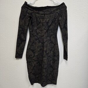 Vintage Contempo Casuals‎ 80s Mini Dress Size S Off Shoulder Body Con Paisly